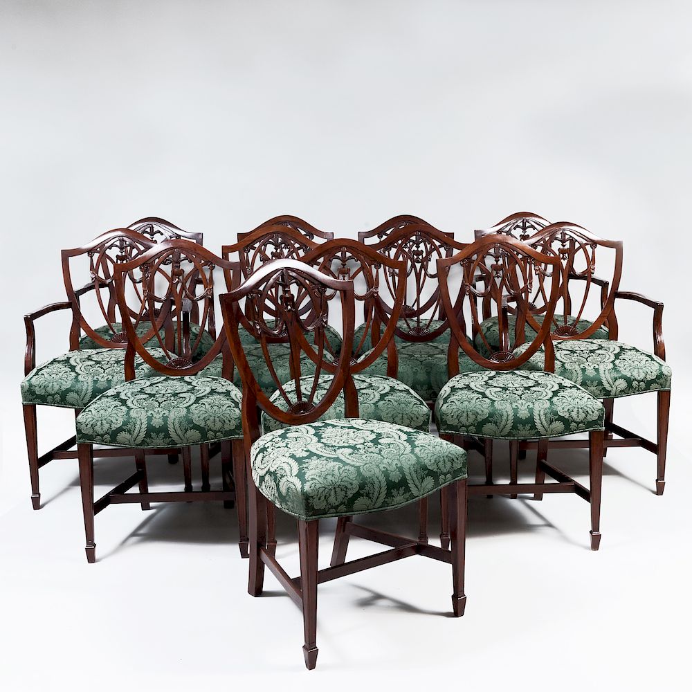 Appraisal: Set of Twelve George III Style Mahogany Dining Chairs th