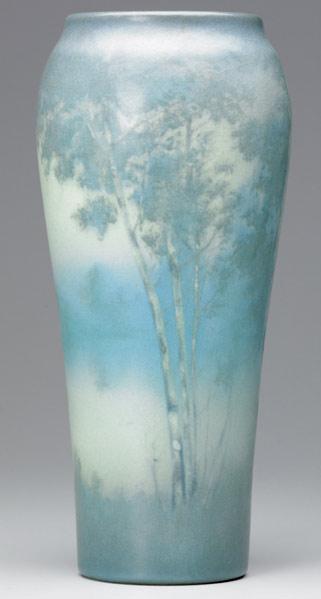 Appraisal: ROOKWOOD Tall Scenic Vellum vase by Ed Diers with birches