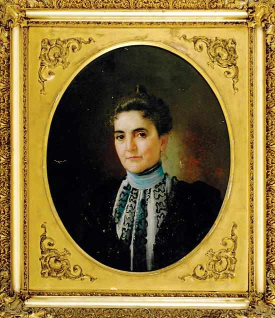 Appraisal: American school late th century PORTRAIT OF A LADY oil