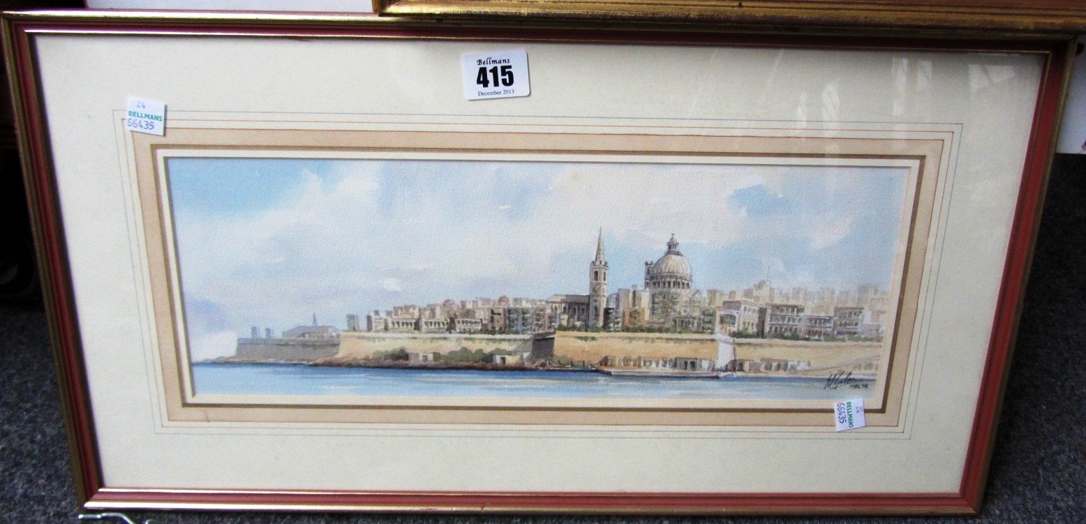 Appraisal: Edwin Galea b Valetta Harbour watercolour signed and inscribed cm