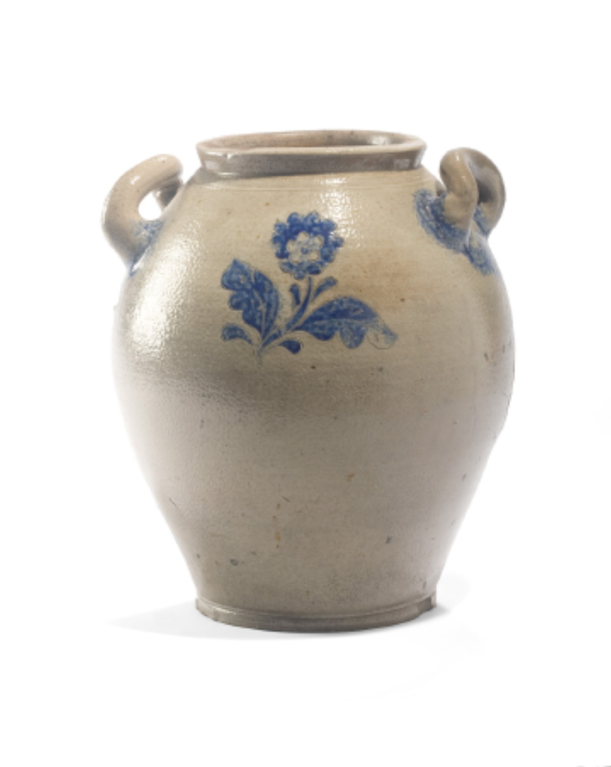 Appraisal: RARE NEW YORK COBALT BLUE-DECORATED SALTGLAZE STONEWARE JAR POSSIBLY THE