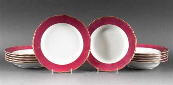 Appraisal: Seven Meissen porcelain dinner plates and five soup bowls late