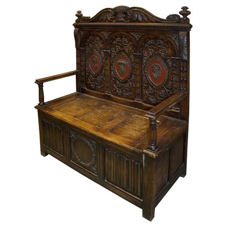 Appraisal: Baroque Style Parcel Painted Carved Oak Bench Estimate -