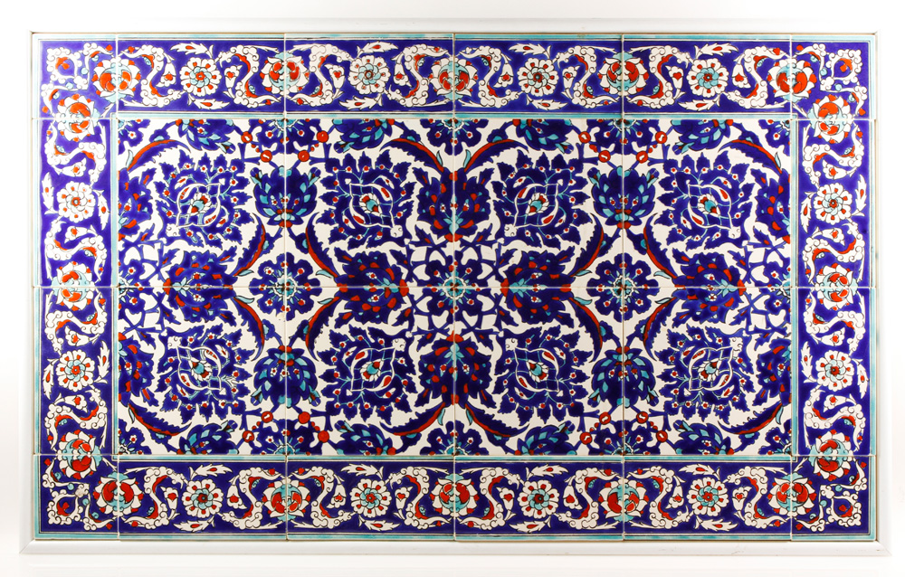 Appraisal: - th C Turkish Tile Table Top th century Turkish