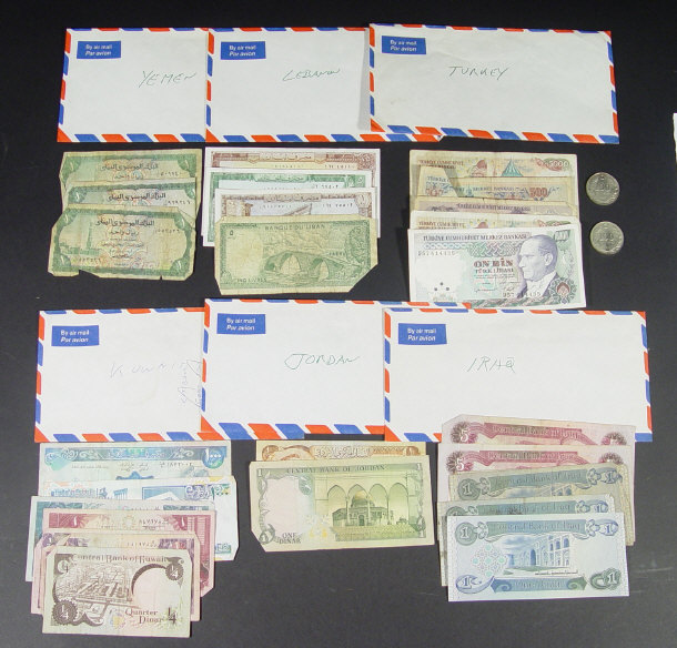 Appraisal: Collection of Middle Eastern bank notes and coins including Lebanon