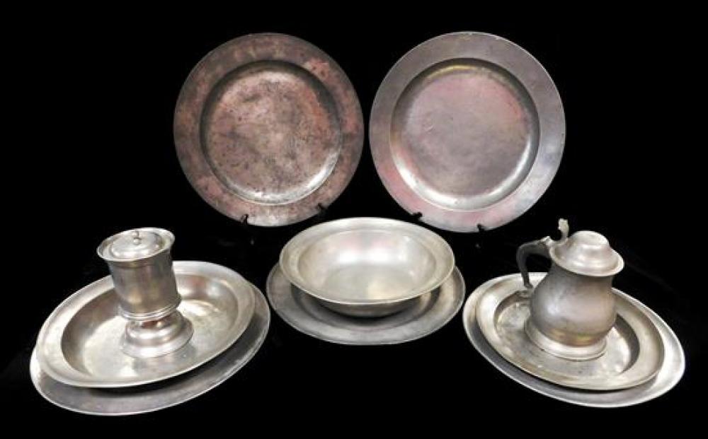 Appraisal: Ten pieces of mid th early th C pewter including