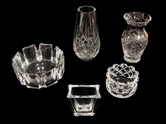 Appraisal: GLASS Five pieces of clear cut glass two Orrefors bowls