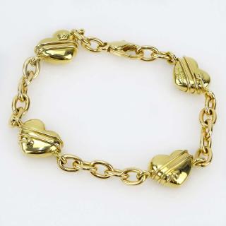 Appraisal: Tiffany Co Karat Yellow Gold Four Hearts Charm Bracelet Signed