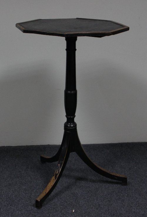 Appraisal: A George III satinwood octagonal topped tripod table painted black