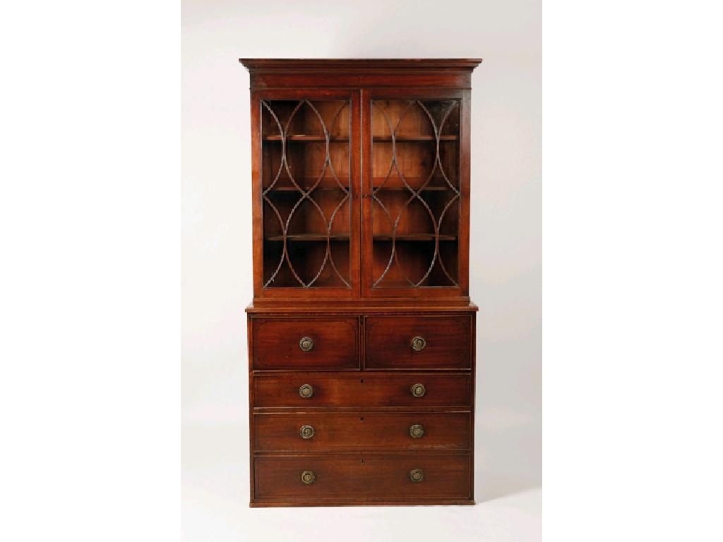 Appraisal: A GEORGE III MAHOGANY SECRETAIRE LIBRARY BOOKCASE the lower section