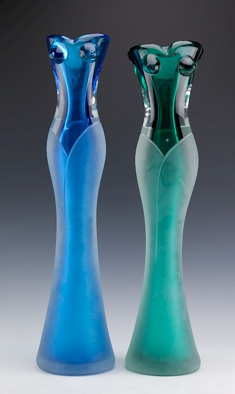 Appraisal: Stefano Toso PAIR of Murano Art Glass Figural Vase Pair