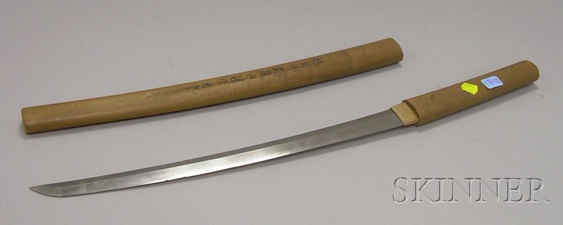 Appraisal: Japanese Sword with Wooden Scabbard th century lg in