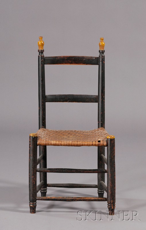 Appraisal: Black and Yellow-painted Slat-back Side Chair possibly Pennsylvania late th