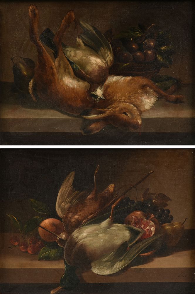 Appraisal: JULIETTE FELIX French b TWO PAINTINGS Nature Morte with Mallard