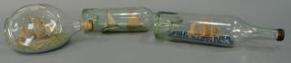 Appraisal: Three antique ship in a bottle displays lg in in