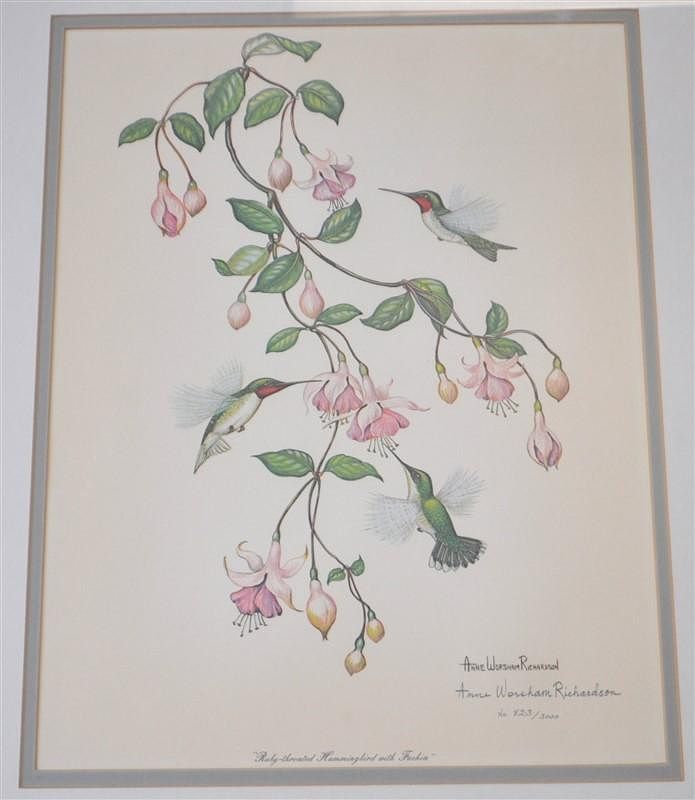 Appraisal: ANNE WORSHAM RICHARDSON HUMMINGBIRD LTD ED Signed Limited Edition Ruby