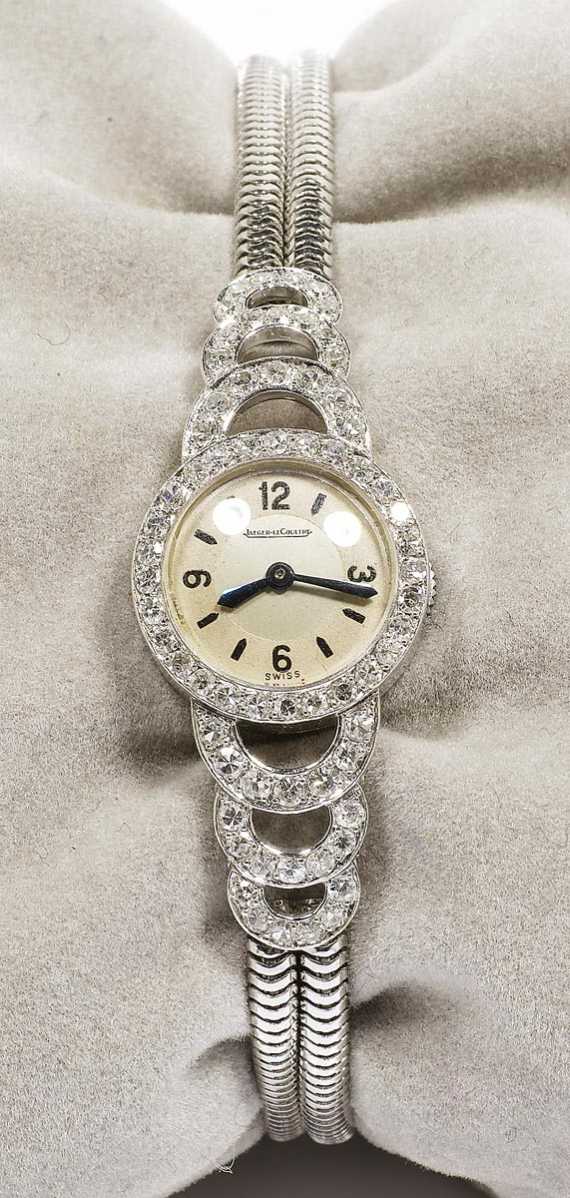 Appraisal: LADY'S WRISTWATCH JAEGER LECOULTRE ca Platinum and white gold g