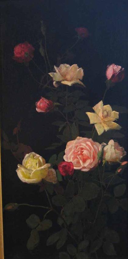 Appraisal: GEORGE COCHRAN LAMBDIN american - ROSES IN BLOOM Signed bottom