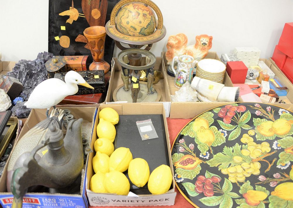 Appraisal: Six tray lots of assorted items to include globe decoy