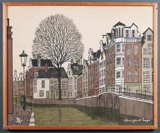 Appraisal: Denis Paul Noyer French b Amsterdam Canal color lithograph ed