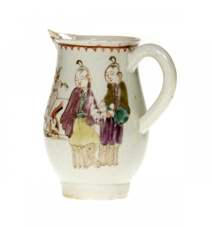 Appraisal: A LIVERPOOL SPARROW BEAK JUG ATTRIBUTED TO JOHN PENNINGTON enamelled