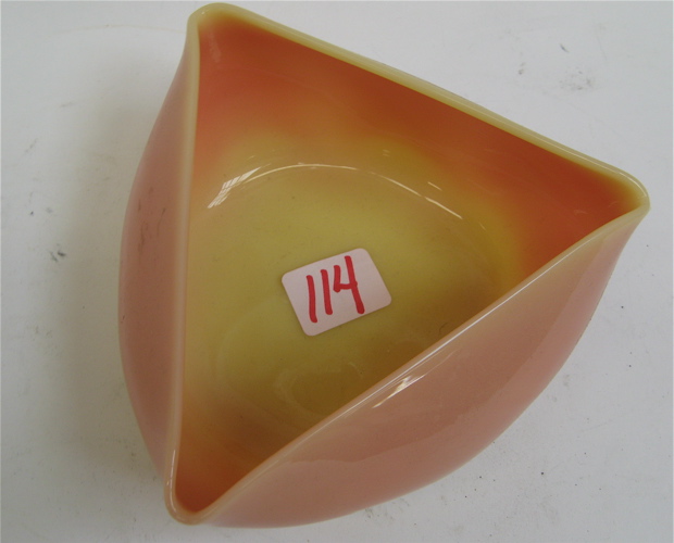 Appraisal: AMERICAN BURMESE ART GLASS BOWL tri-form in a shiny finish