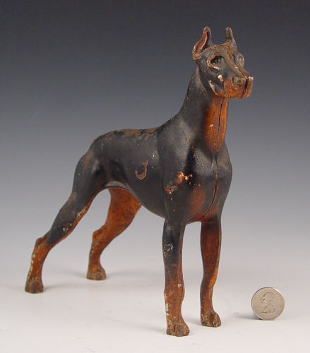 Appraisal: HUBLEY CAST IRON DOBERMAN PINSCHER DOG FIGURAL DOORSTOP Original paint