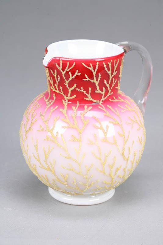 Appraisal: GLASS PITCHER Cased pitcher colored from whit to pink to