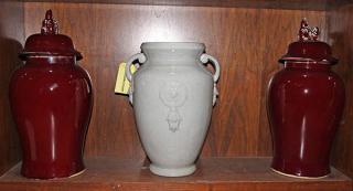 Appraisal: lot of Decorative pottery consisting of a pair of oxblood