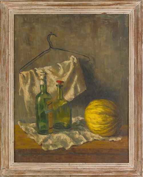 Appraisal: Two oil on canvas still lifes mid th c probably