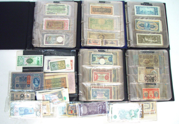 Appraisal: Collection of assorted world banknotes arranged over five albums together