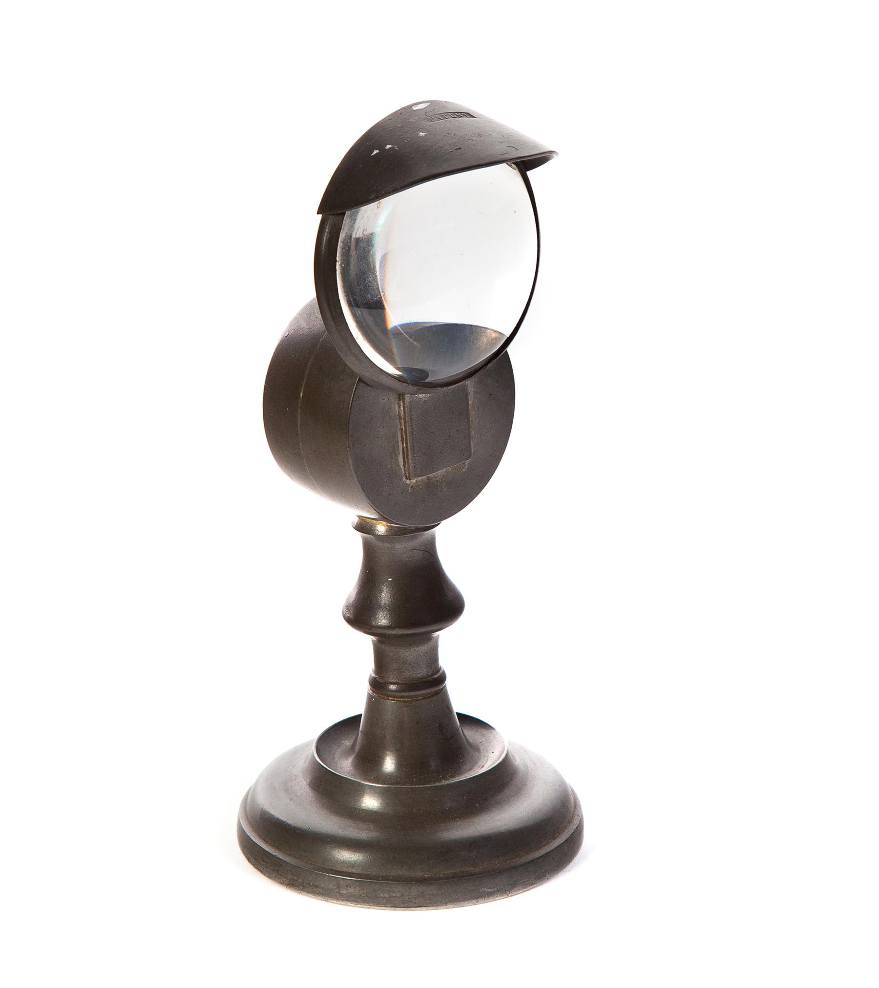 Appraisal: AMERICAN PEWTER BULL'S EYE LAMP In the style of lamps