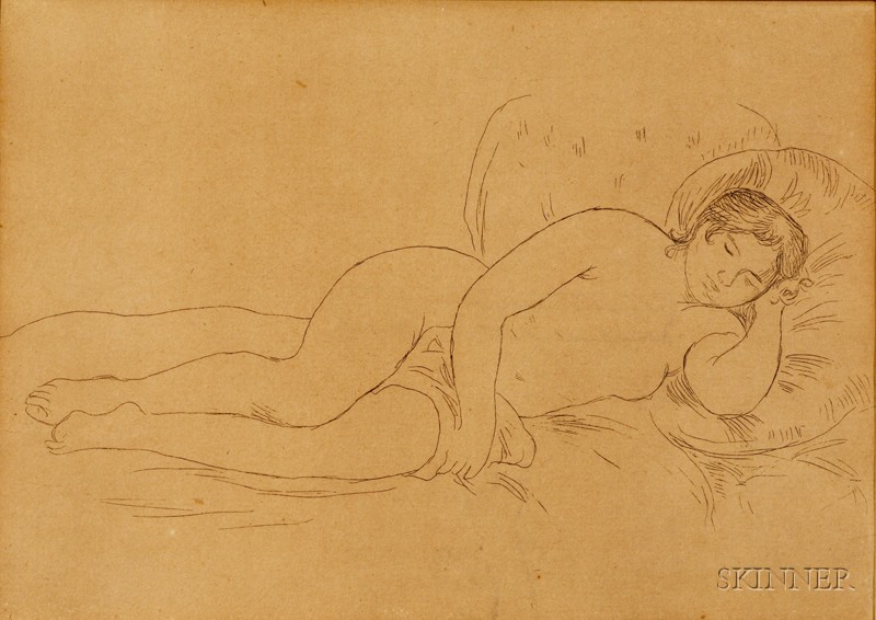 Appraisal: Pierre-Auguste Renoir French - Femme nue couch e tourn e