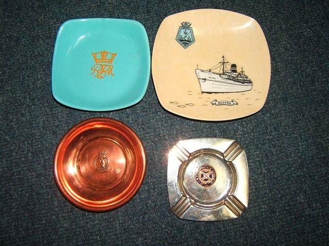 Appraisal: FOUR SHIPS ASH TRAYS one with a picture of the