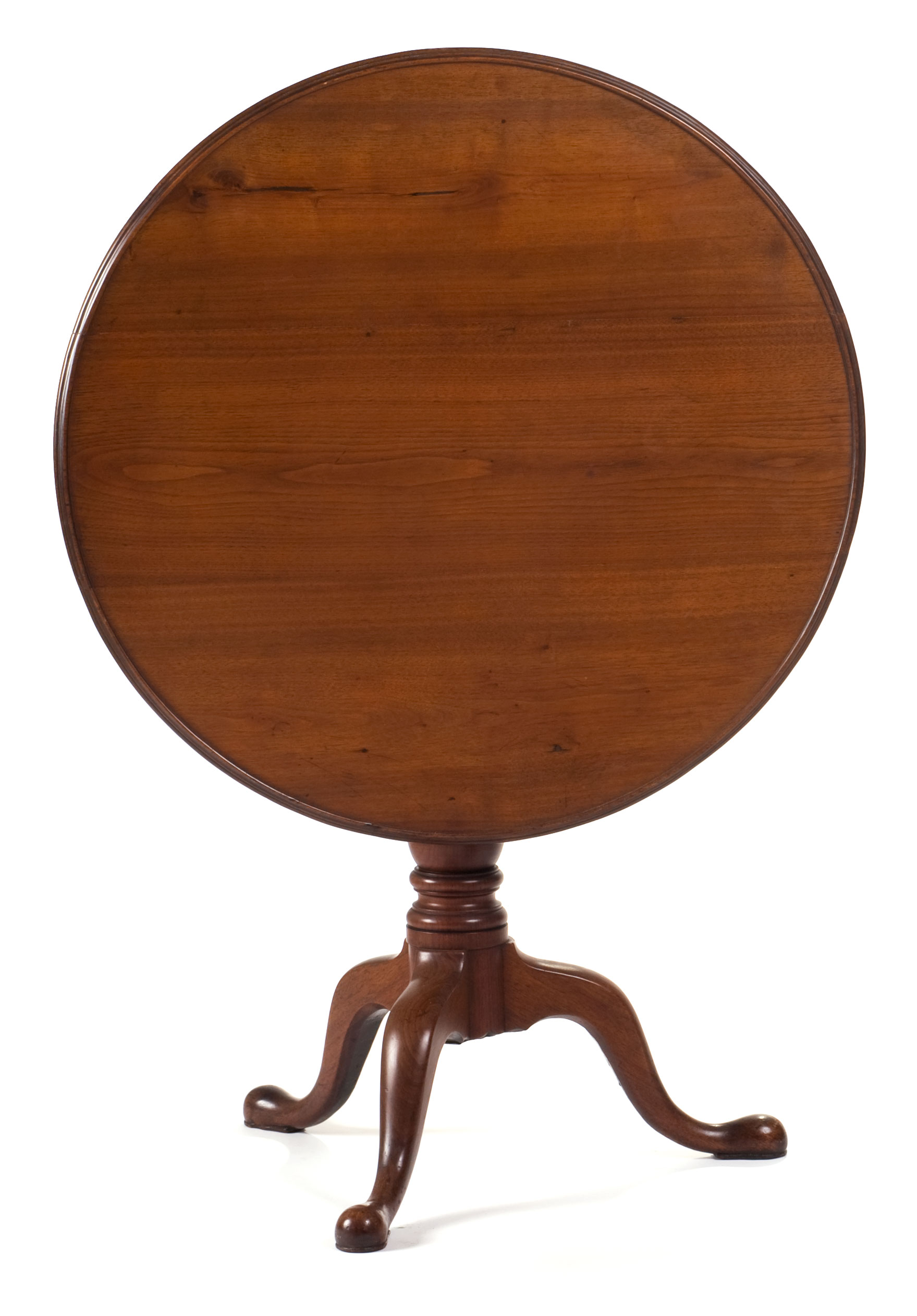 Appraisal: QUEEN ANNE WALNUT DISH-TOP BIRDCAGE TEA TABLE Height inches diameter