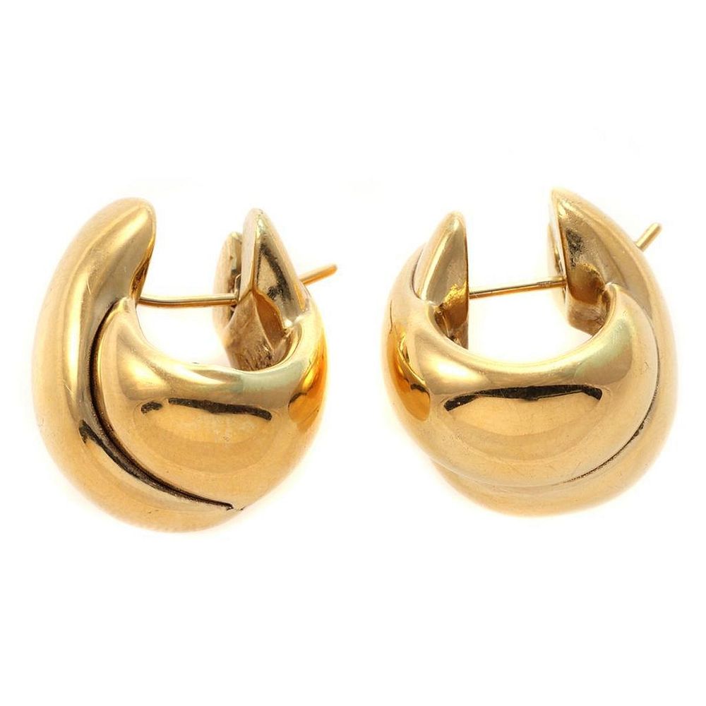 Appraisal: EFFEDUE k gold hollow hoop earrings Italy x' design weighing