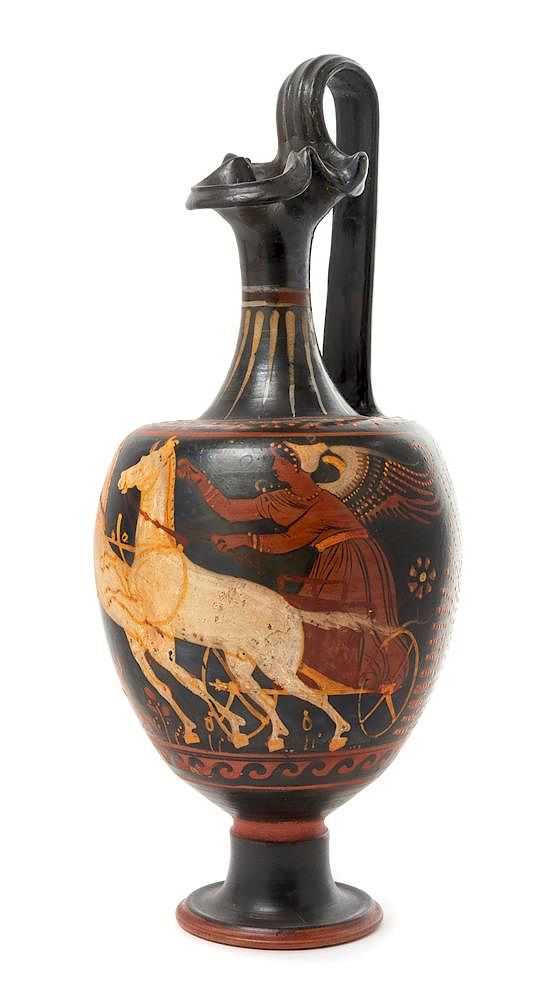 Appraisal: An Apulian Red Figured Pottery Oinochoe Height inches An Apulian