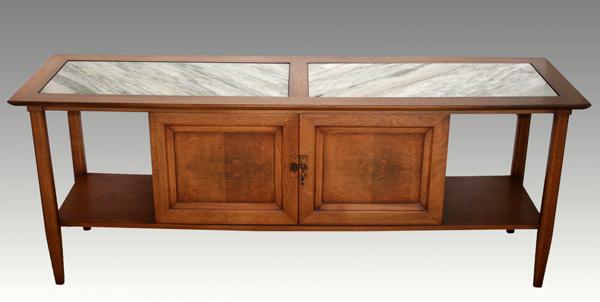 Appraisal: MID CENTURY LOW CREDENZA Top with marble inserts '' h