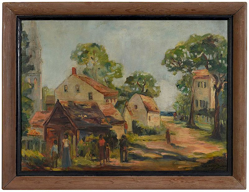 Appraisal: Claude Curry Bohm American - Village Scene signed lower right