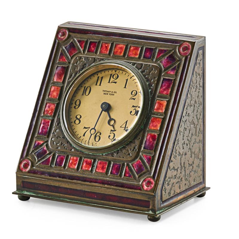 Appraisal: TIFFANY STUDIOS Rare Art Deco desk clock Condition Report One