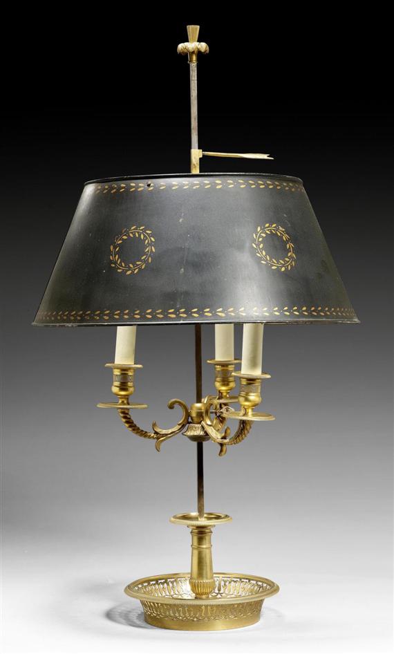 Appraisal: BOUILLOTTE LAMP Louis XVI Paris th th century Bronze brass