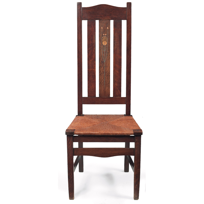 Appraisal: Gustav Stickley side chair c designed by Harvey Ellis important