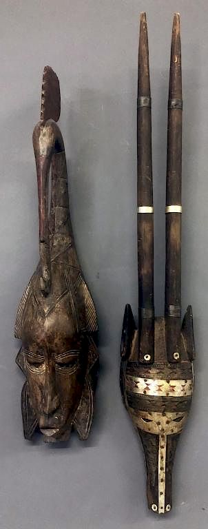 Appraisal: Guro Tribe Mask and Malinke Antelope Mask Wood carved Guro