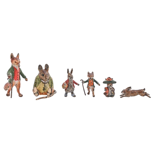 Appraisal: Six miniature cold painted bronze statuettes of characters from Beatrix