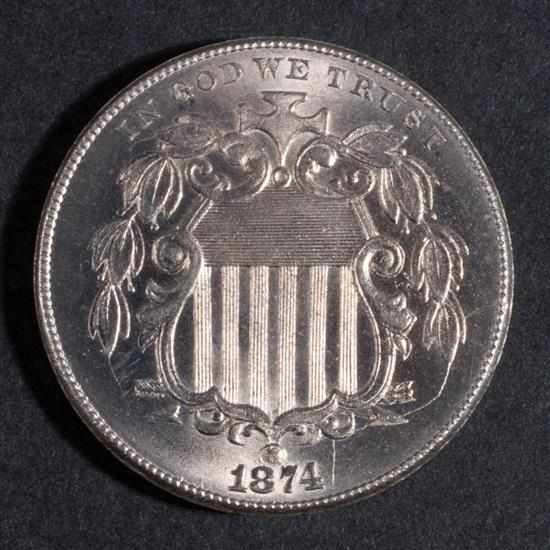 Appraisal: United States Shield type nickel five-cent piece MS- die crack