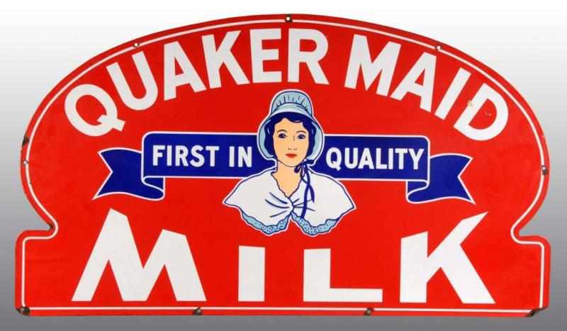 Appraisal: Porcelain Quaker Maid Milk Sign Description Some porcelain loss near