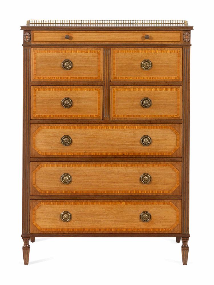 Appraisal: A Kittinger Federal Style Satinwood Banded Mahogany Chest of Drawers