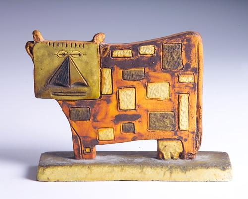 Appraisal: FANTONI Wonderfully whimsical cow figure decorated with geometric shapes in