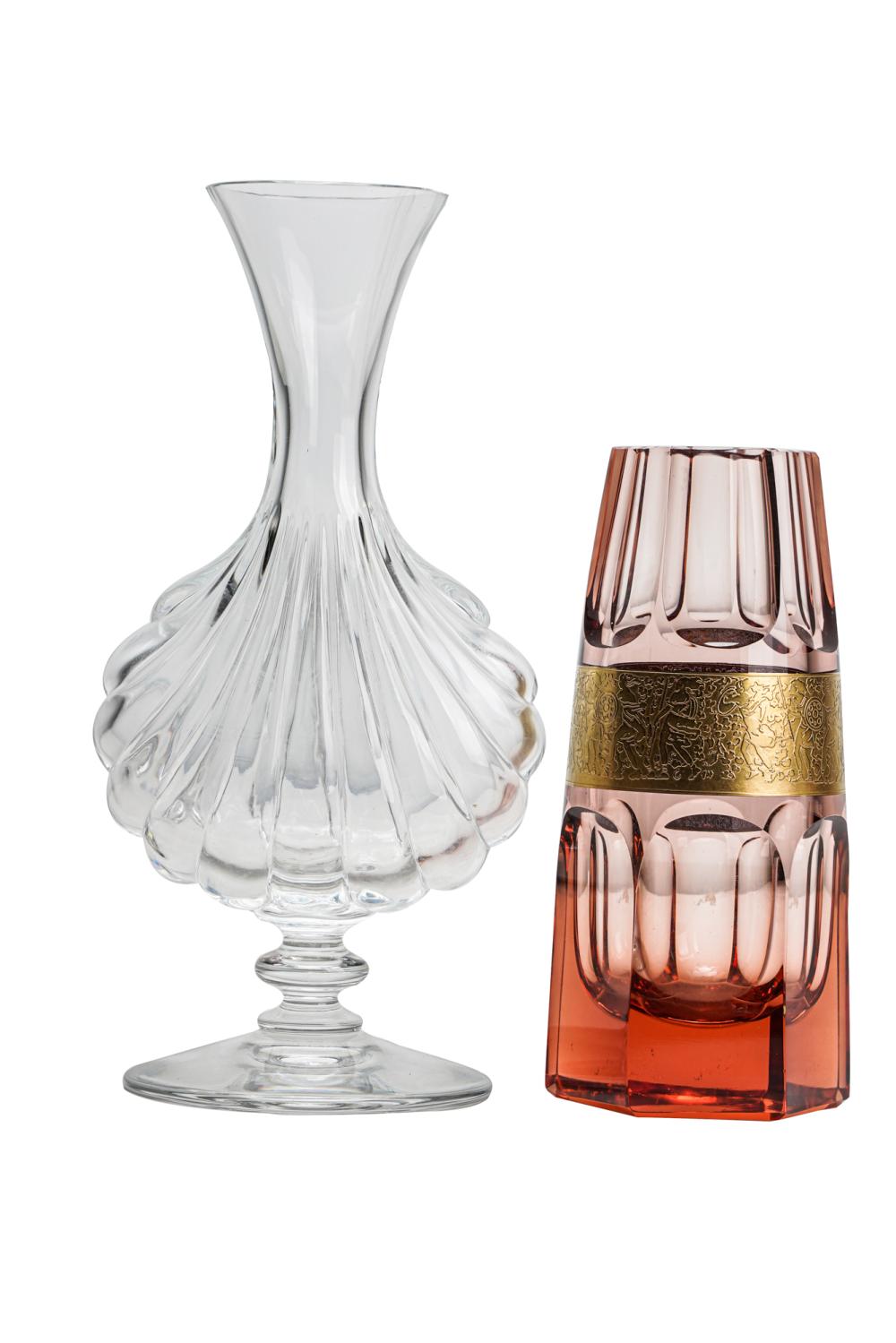 Appraisal: TWO CRYSTAL VASESone Baccarat one Moser Provenance The Estate of