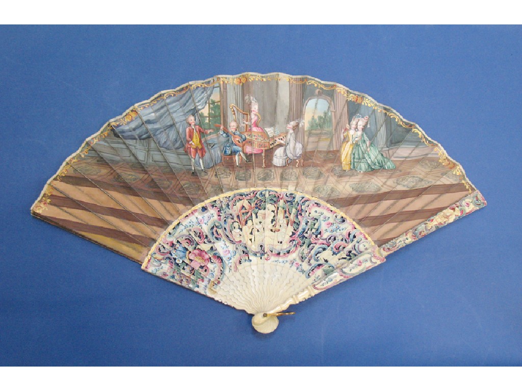 Appraisal: A CHINESE EXPORT FAN painted in European style with a